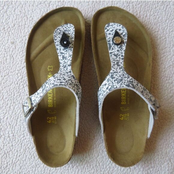 Birkenstock Shoes - birkenstock gizeh cork sandals size 11 womens black and white